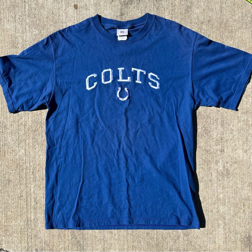 Vintage NFL Indianapolis Colts Blue Embroidered Logo Men’s T-Shirt Large Y2K